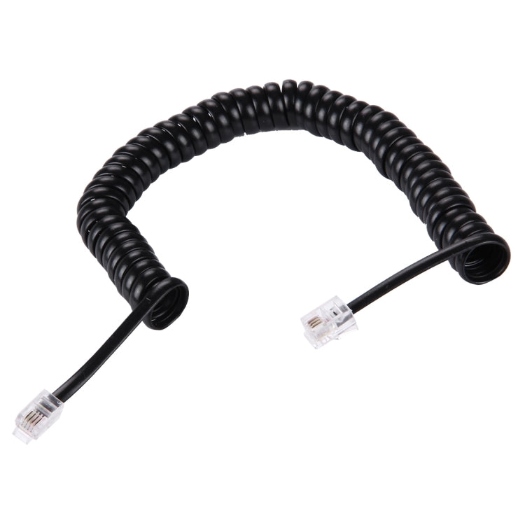 Câble d'extension téléphonique RJ11 à ressort 4 cœurs mâle vers mâle, longueur étirable : 2 m (noir), longueur : 2 m
