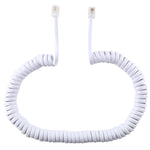 Câble d'extension téléphonique RJ11 à ressort 4 cœurs mâle vers mâle, longueur étirée : 3m (blanc), longueur : 3m
