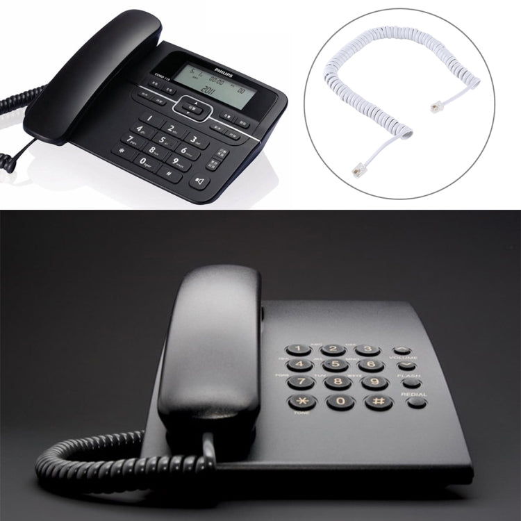 Câble d'extension téléphonique RJ11 à ressort 4 cœurs mâle vers mâle, longueur étirée : 3m (blanc), longueur : 3m