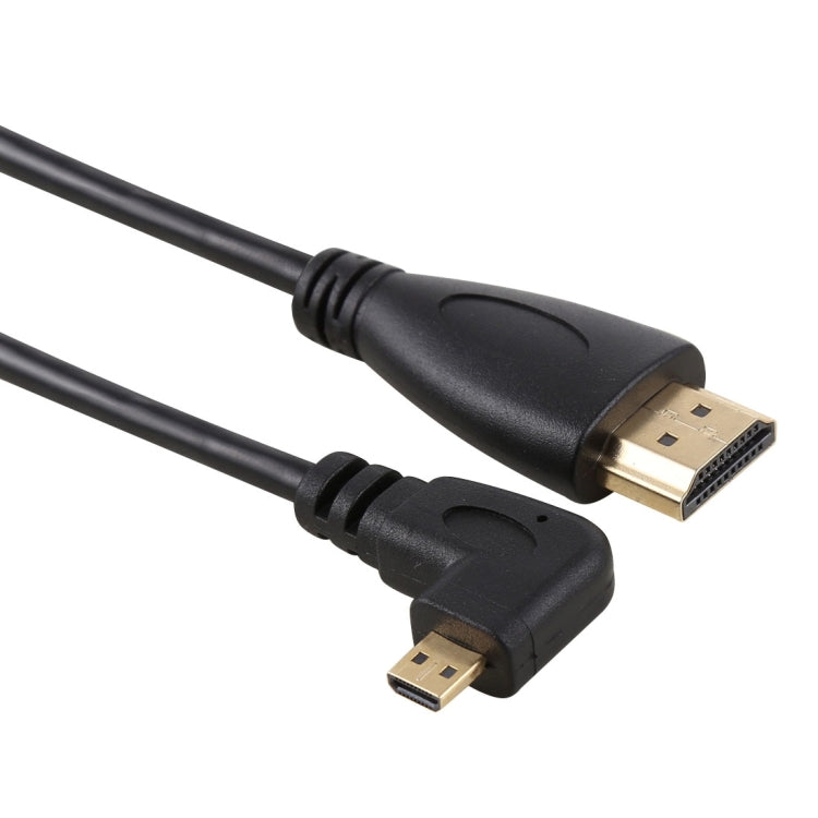 Câble adaptateur HDMI 4K mâle 50cm vers Micro HDMI mâle coudé à gauche, connecteur plaqué or, 50cm gauche