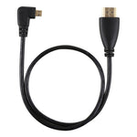 Câble adaptateur HDMI 4K mâle 50cm vers Micro HDMI mâle coudé à gauche, connecteur plaqué or, 50cm gauche