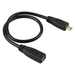 Câble adaptateur connecteur Micro HDMI femelle vers mâle plaqué or 30cm 1080P