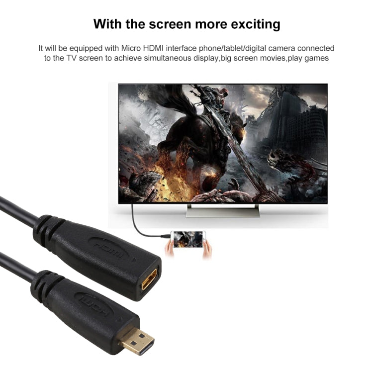 Câble adaptateur connecteur Micro HDMI femelle vers mâle plaqué or 30cm 1080P