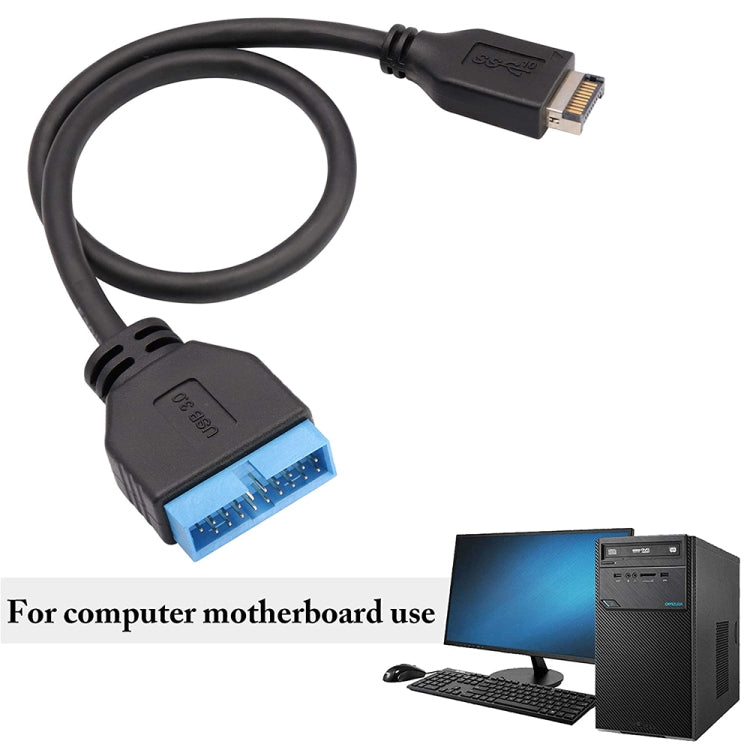 Câble d'extension carte mère USB 3.1 Type-E vers USB 3.0 19 broches mâle 30cm