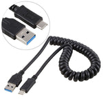 Câble d'extension rétractable à ressort USB 3.0 mâle vers USB-C / Type-C mâle haute vitesse 1,5m