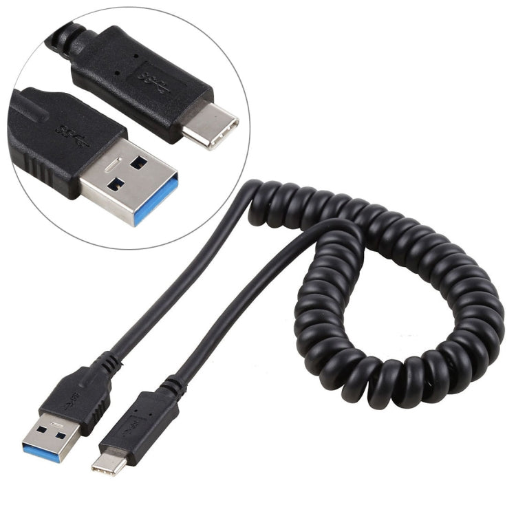 Câble d'extension rétractable à ressort USB 3.0 mâle vers USB-C / Type-C mâle haute vitesse 1,5m