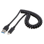 Câble d'extension rétractable à ressort USB 3.0 mâle vers USB-C / Type-C mâle haute vitesse 1,5m