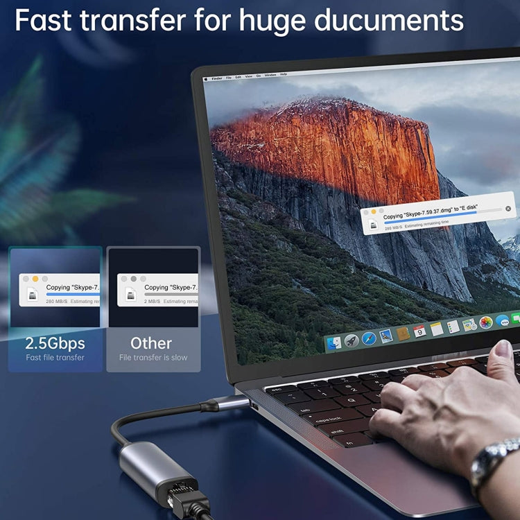 Adaptateur convertisseur Type-C / USB-C mâle vers RJ45 femelle Gigabit, RJ45 femelle Gigabit