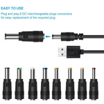 Câble d'alimentation DC 12 en 1 avec prise USB multifonction interchangeable, câble de charge USB (noir)