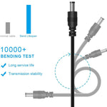 Câble d'alimentation DC 12 en 1 avec prise USB multifonction interchangeable, câble de charge USB (noir)