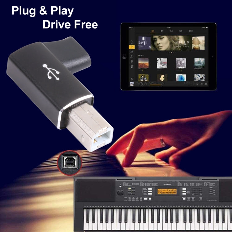 Adaptateur USB-C / Type C femelle vers USB 2.0 B MIDI mâle pour instrument électronique / imprimante / scanner / piano
