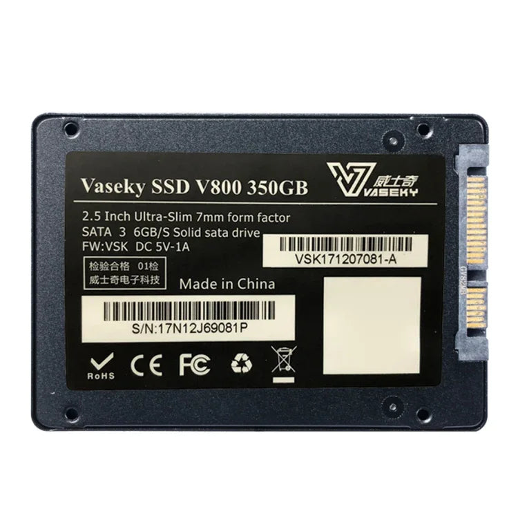 Vaseky V800 350 Go 2,5 pouces SATA3 6 Go/s Disque dur SSD ultra-fin 7 mm pour ordinateur de bureau et portable, 350 Go