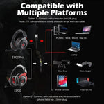 EKSA E900 Pro Casque Gaming USB Lumineux avec Microphone, Contrôle Fil, Son 7.1, E900 Pro