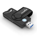 ROCKETEK Lecteur de cartes multifonction USB 2.0 + carte TF + carte SD + carte SIM + carte intelligente, USB 2.0