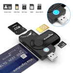 ROCKETEK Lecteur de cartes multifonction USB 2.0 + carte TF + carte SD + carte SIM + carte intelligente, USB 2.0