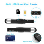 ROCKETEK Lecteur de cartes multifonction USB 2.0 + carte TF + carte SD + carte SIM + carte intelligente, USB 2.0