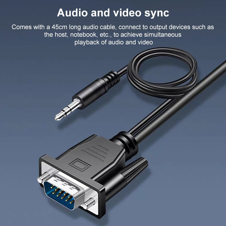 Convertisseur HDCO-VGAM2 VGA mâle 1080P vers HDMI femelle avec câble audio 3,5 mm, HDCO-VGAM2