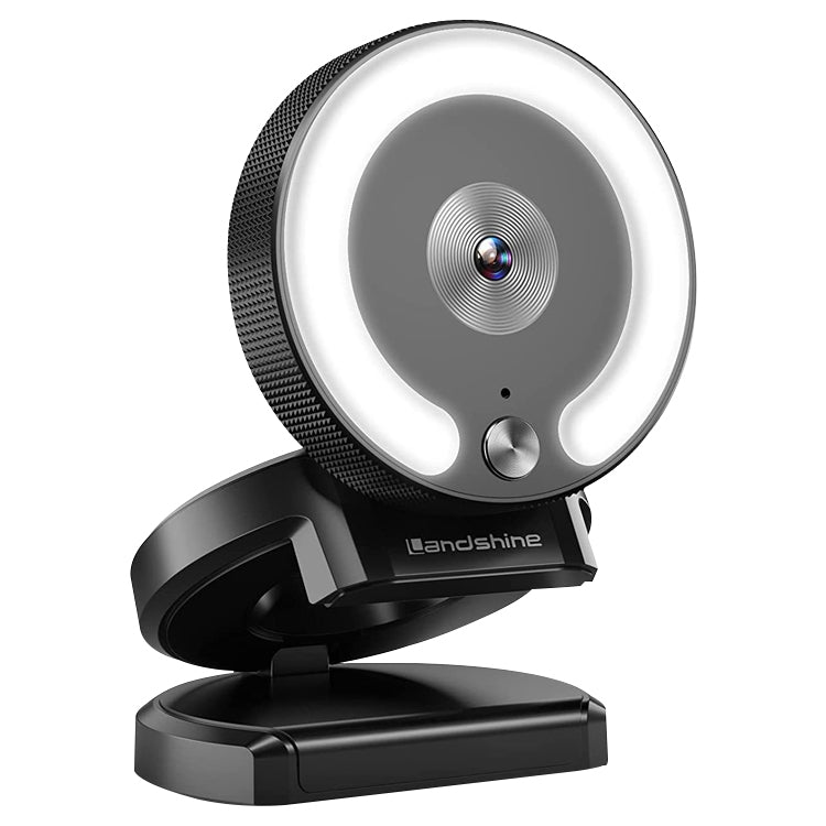 Caméra HD Landshine grand angle 90 degrés 2K USB autofocus pour ordinateur avec anneau lumineux