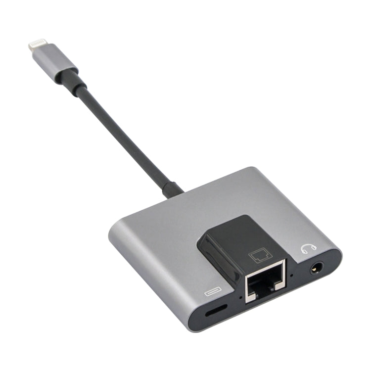 Adaptateur NK-1056 3 en 1 8 broches mâle vers chargeur 8 broches + Ethernet RJ45 + écouteur 3,5 mm femelle, NK-1056