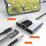 Adaptateur NK-1056 3 en 1 8 broches mâle vers chargeur 8 broches + Ethernet RJ45 + écouteur 3,5 mm femelle, NK-1056