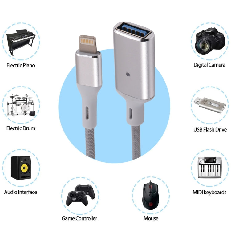 Adaptateur de caméra OTG 8 broches mâle vers USB femelle, compatible avec iOS 13 ou version ultérieure