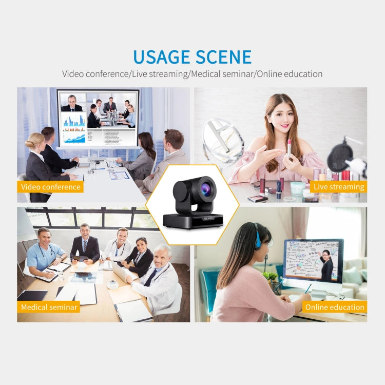 FEELWORLD USB10X Caméra de vidéoconférence PTZ USB 1080P avec zoom optique 10X, prise UE et US, USB10X