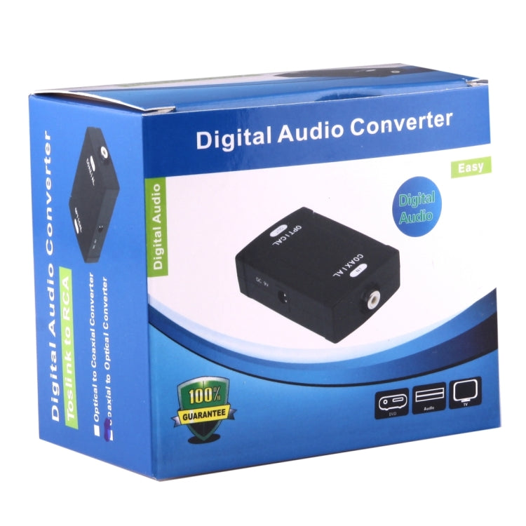 Adaptateur Convertisseur Audio Numérique Entrée Optique Toslink vers Sortie Coaxiale RCA, Entrée Optique Toslink