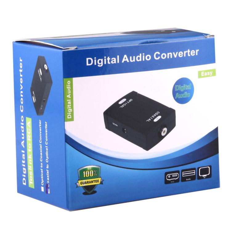 Adaptateur Convertisseur Audio Numérique Entrée Coaxiale RCA vers Sortie Optique Toslink, Entrée Coaxiale RCA