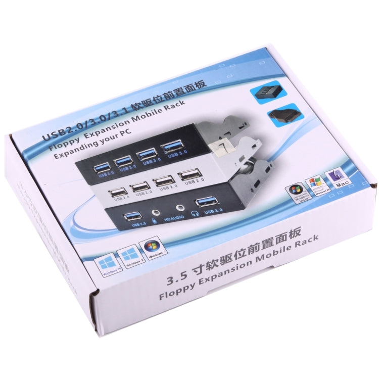 Panneau Avant Baie d'Extension Disquette 3,5 pouces Adaptateur Connecteur HUB 4 Ports USB 2.0