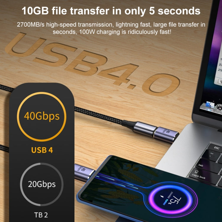 Adaptateur coudé USB-C / Type-C mâle vers femelle 40Gbps, Type-C 4.0 M vers F coudé 1