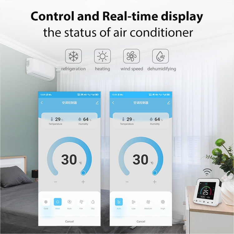Thermostat contrôleur de climatisation infrarouge WiFi intelligent écran couleur NEO NAS-RT01W