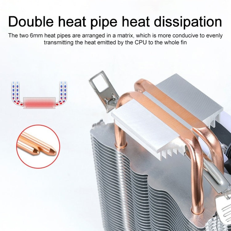 Ventilateur Refroidisseur CPU LED Silencieux à Double Tuyau en Cuivre 3 Broches 9cm W-X3