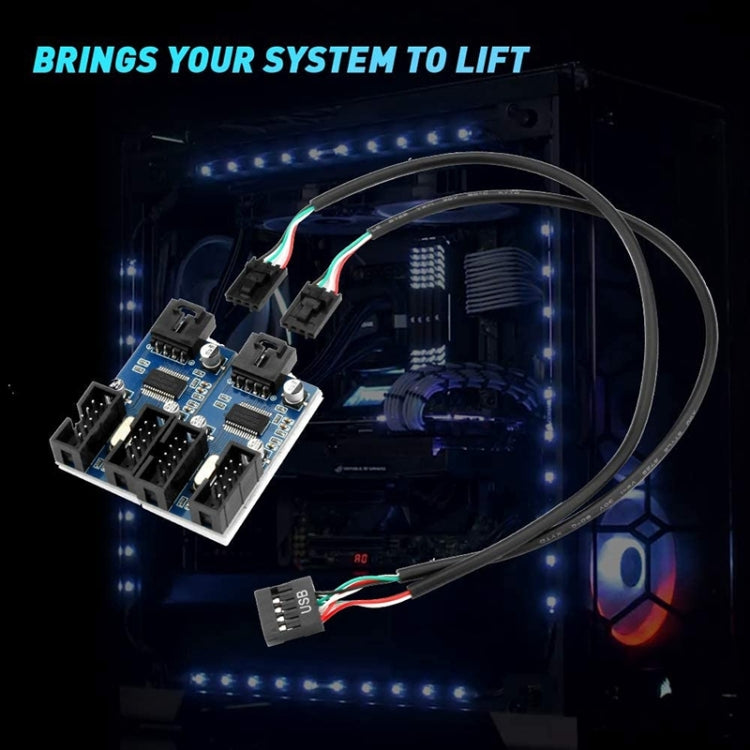 Carte Circuit Adaptateur Hub USB2.0 Rocketek HC427 9 Broches Diviseur Un-à-Deux