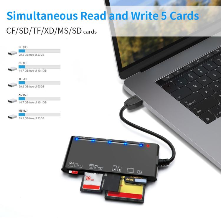 Rocketek CR7 Lecteur de carte multifonction USB3.0 CF / XD / MS / SD / TF 7 en 1, USB3.0