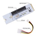 Adaptateur NGFF M.2 Key M vers PCI-E 1X / 4X / 8X / 16X pour carte graphique, carte d'extension avec LED et câble d'alimentation 4 broches, VER003 avec câble d'alimentation 4 broches