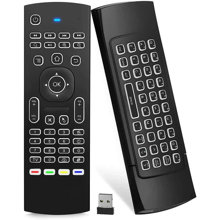 Souris sans fil Fly Air Mouse 2,4 GHz avec clavier et télécommande (version rétroéclairée blanche) MX3-L