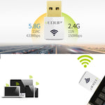 Carte réseau WiFi USB sans fil mini EDUP EP-AC1619 600Mbps 2.4G / 5.8Ghz double bande 150M+433M pour notebook / portable / PC, EP-AC1619 600Mbps (blanc), EP-AC1619 600Mbps (noir)