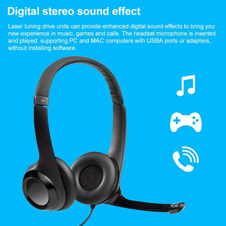 Logitech H390 Casque USB Filaire Stéréo avec Microphone à Réduction de Bruit