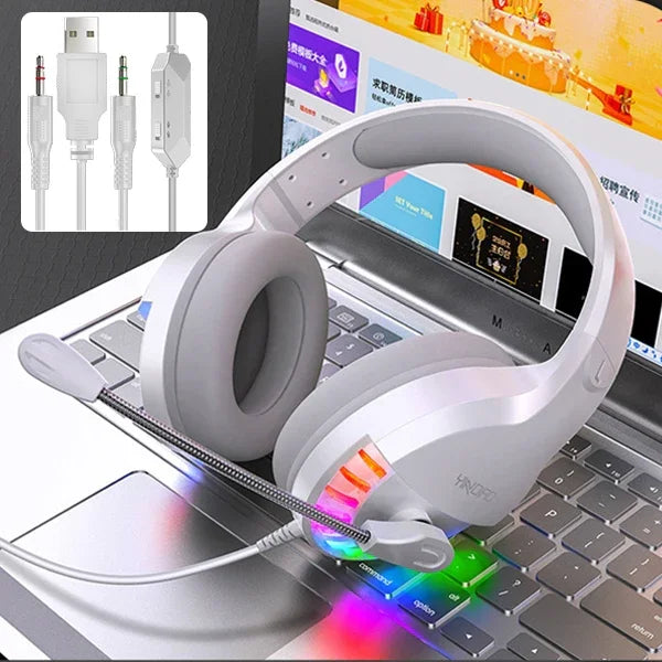Casque de jeu filaire monté sur tête YINDIAO Q2 avec microphone, Version : Double 3,5 mm + USB, Q2 Double 3,5 mm + USB (Blanc)