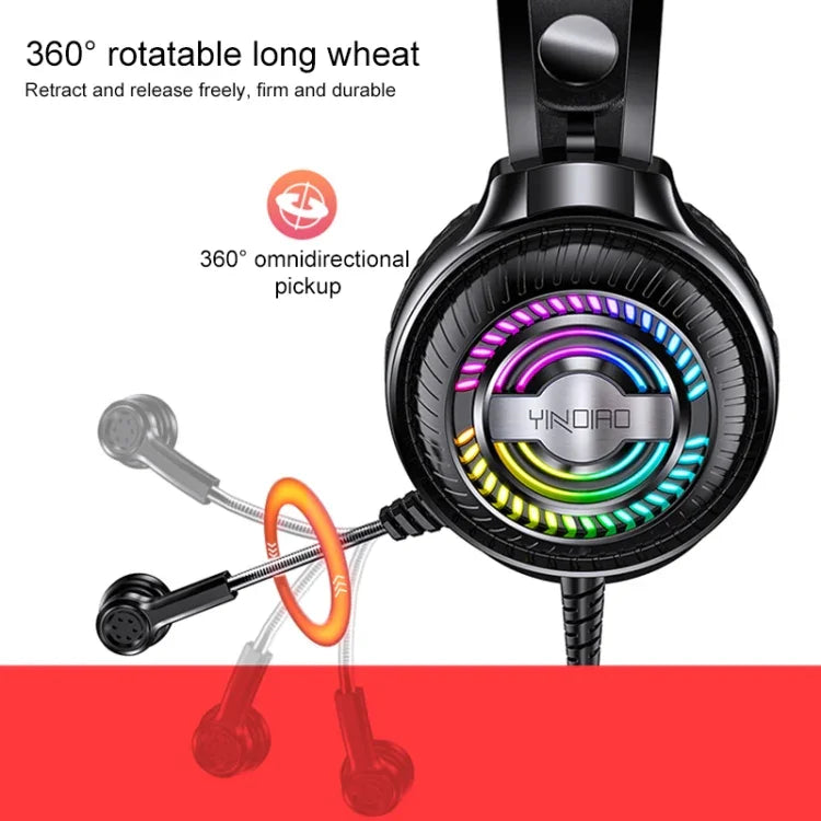 Casque de jeu filaire monté sur tête YINDIAO Q4 avec microphone, Version : Double 3,5 mm + USB, Q4 (Noir), Q4 (Blanc)