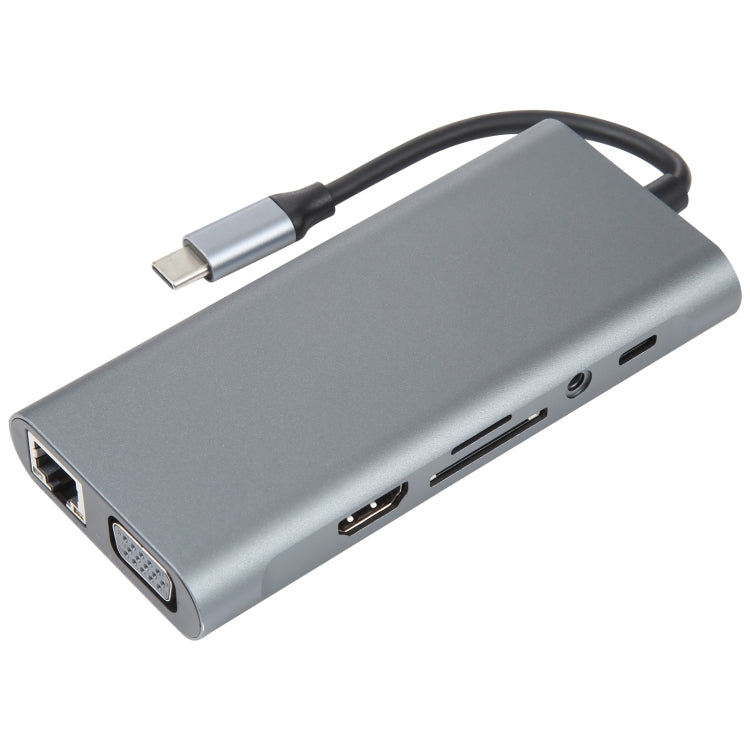 Station d'accueil HUB adaptateur USB-C / Type-C 11 en 1 vers USB (port réseau 100M), port réseau 100M