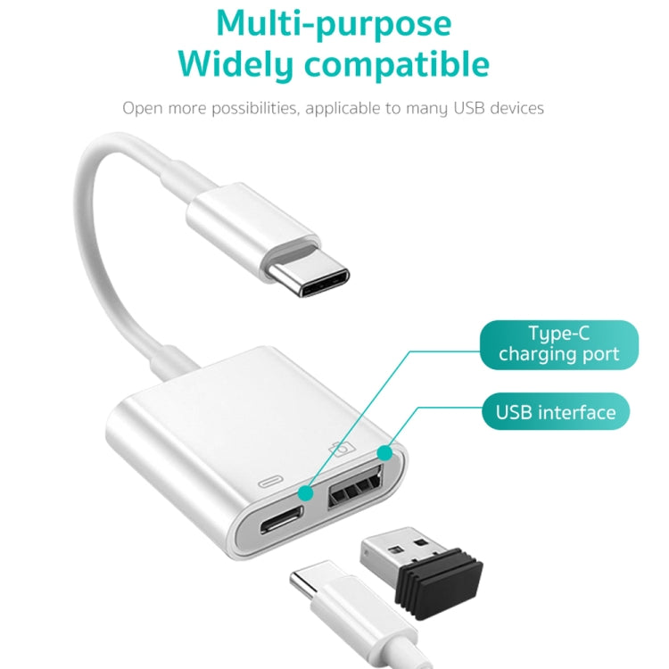 S-211 Adaptateur photo USB-C / Type-C mâle vers Type-C + USB femelle 2 en 1, S-211