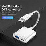 S-211 Adaptateur photo USB-C / Type-C mâle vers Type-C + USB femelle 2 en 1, S-211