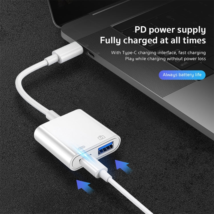 S-211 Adaptateur photo USB-C / Type-C mâle vers Type-C + USB femelle 2 en 1, S-211
