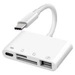 Lecteur de cartes 4-en-1 USB-C mâle vers SD + TF + USB + Type-C femelle NK108LTC pour appareil photo, NK108LTC