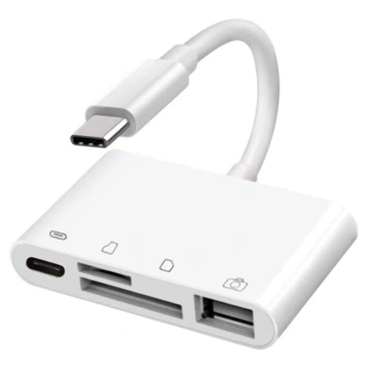 Lecteur de cartes 4-en-1 USB-C mâle vers SD + TF + USB + Type-C femelle NK108LTC pour appareil photo, NK108LTC