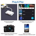 Lecteur de cartes 4-en-1 USB-C mâle vers SD + TF + USB + Type-C femelle NK108LTC pour appareil photo, NK108LTC