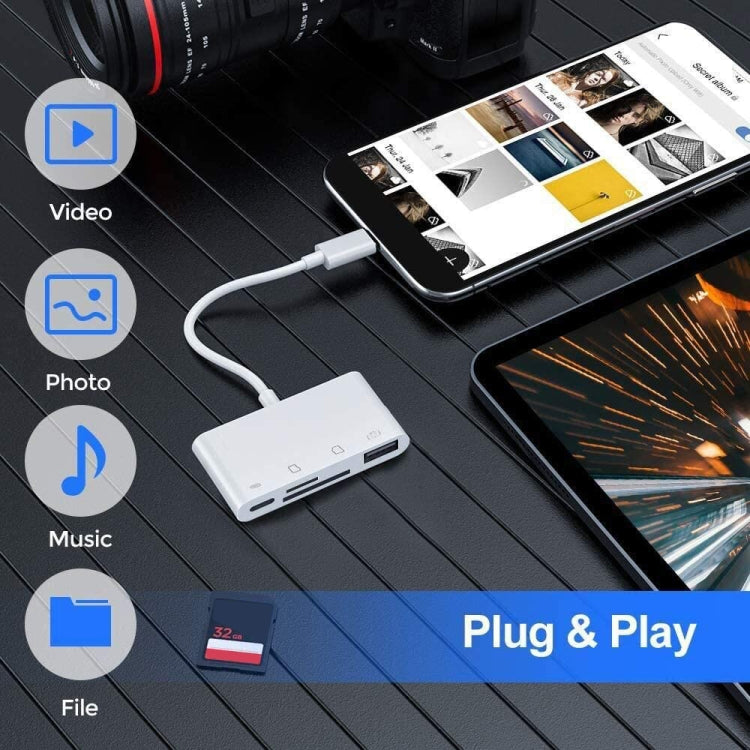 Lecteur de cartes 4-en-1 USB-C mâle vers SD + TF + USB + Type-C femelle NK108LTC pour appareil photo, NK108LTC