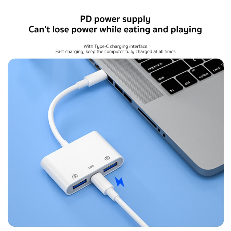 S-202 Adaptateur de caméra 3-en-1 USB-C / Type-C mâle vers Type-C + 2 x USB femelle, S-202
