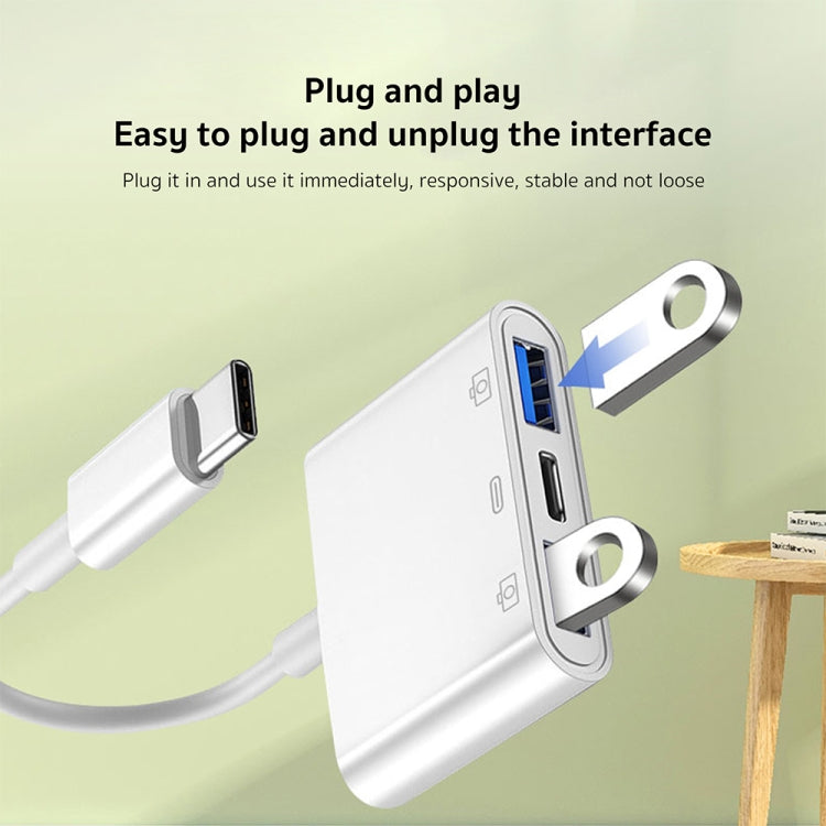 S-202 Adaptateur de caméra 3-en-1 USB-C / Type-C mâle vers Type-C + 2 x USB femelle, S-202